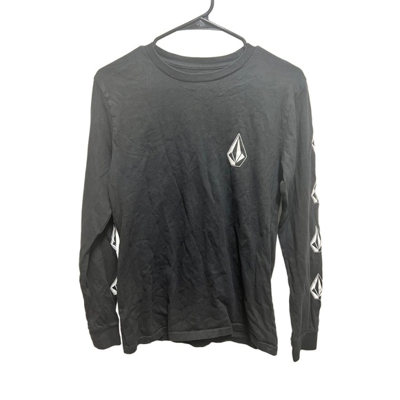 Volcom Mens Long Sleeve T-shirt Size S Black Iconic Stone Logo Streetwear Casual - Picture 2 of 5